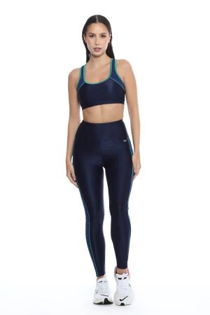 Legging Gio (Marinho Estampa com Verde)